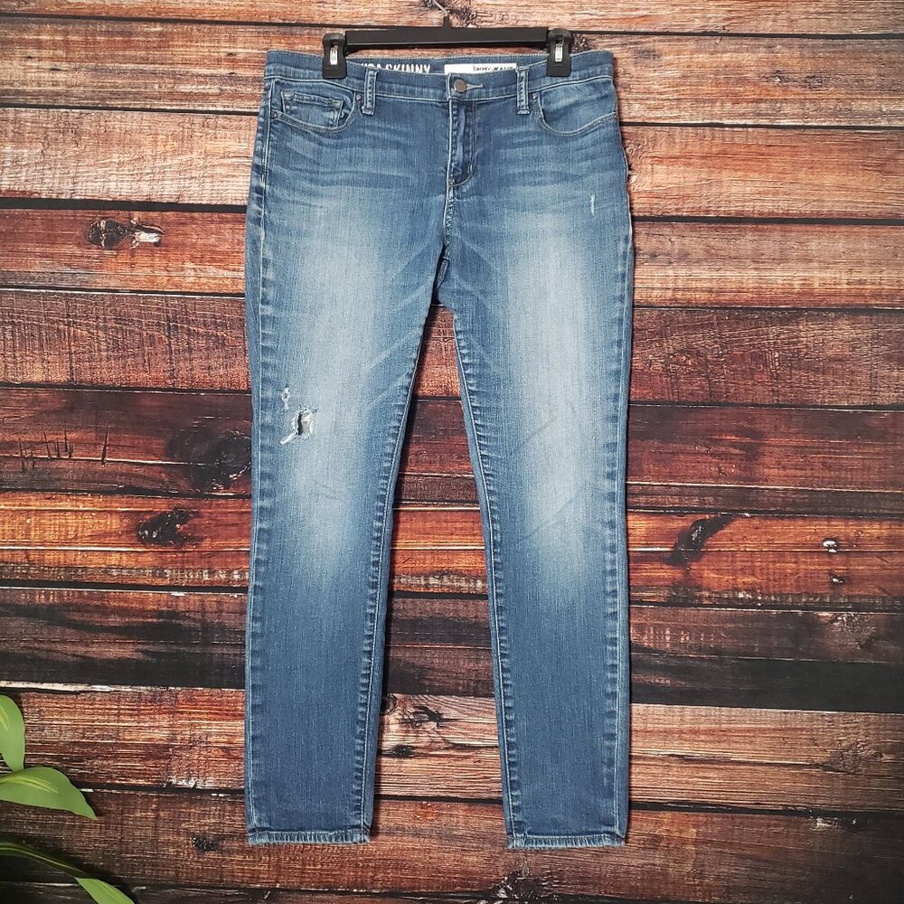 DKNY Jeans 10 29 Ave B Ultra Skinny Distressed Blue Denim Stretch